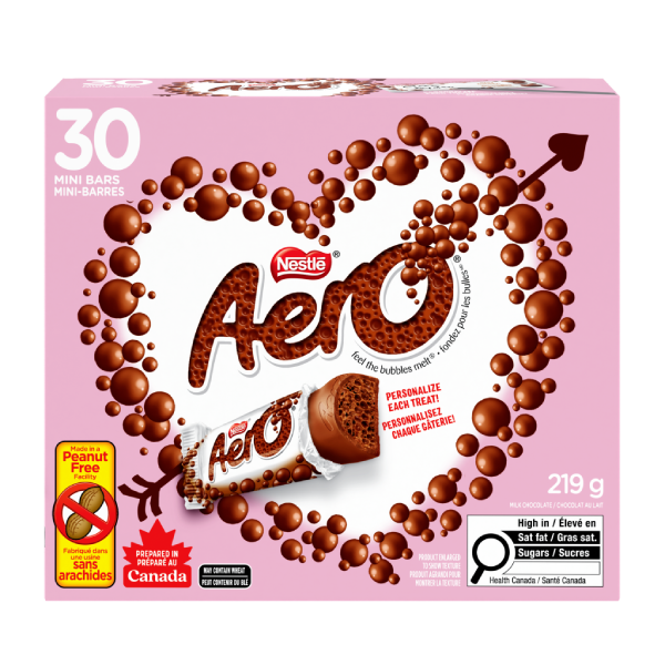 Boîte de la Saint-Valentin de 30 chocolats au lait AERO, 219 g