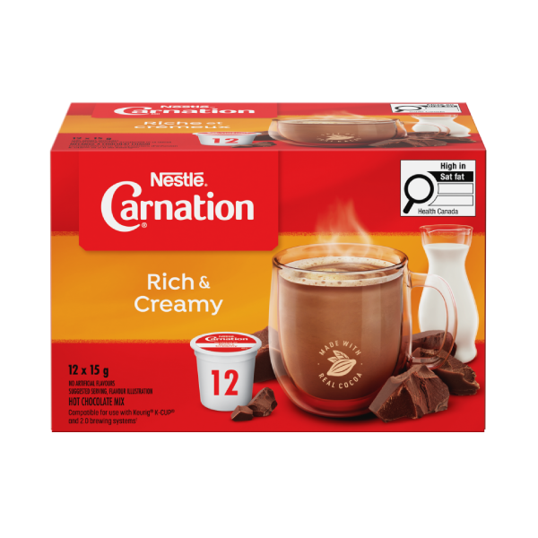 CARNATION Choc. chaud Riche et crémeux, Keurig 12x15g