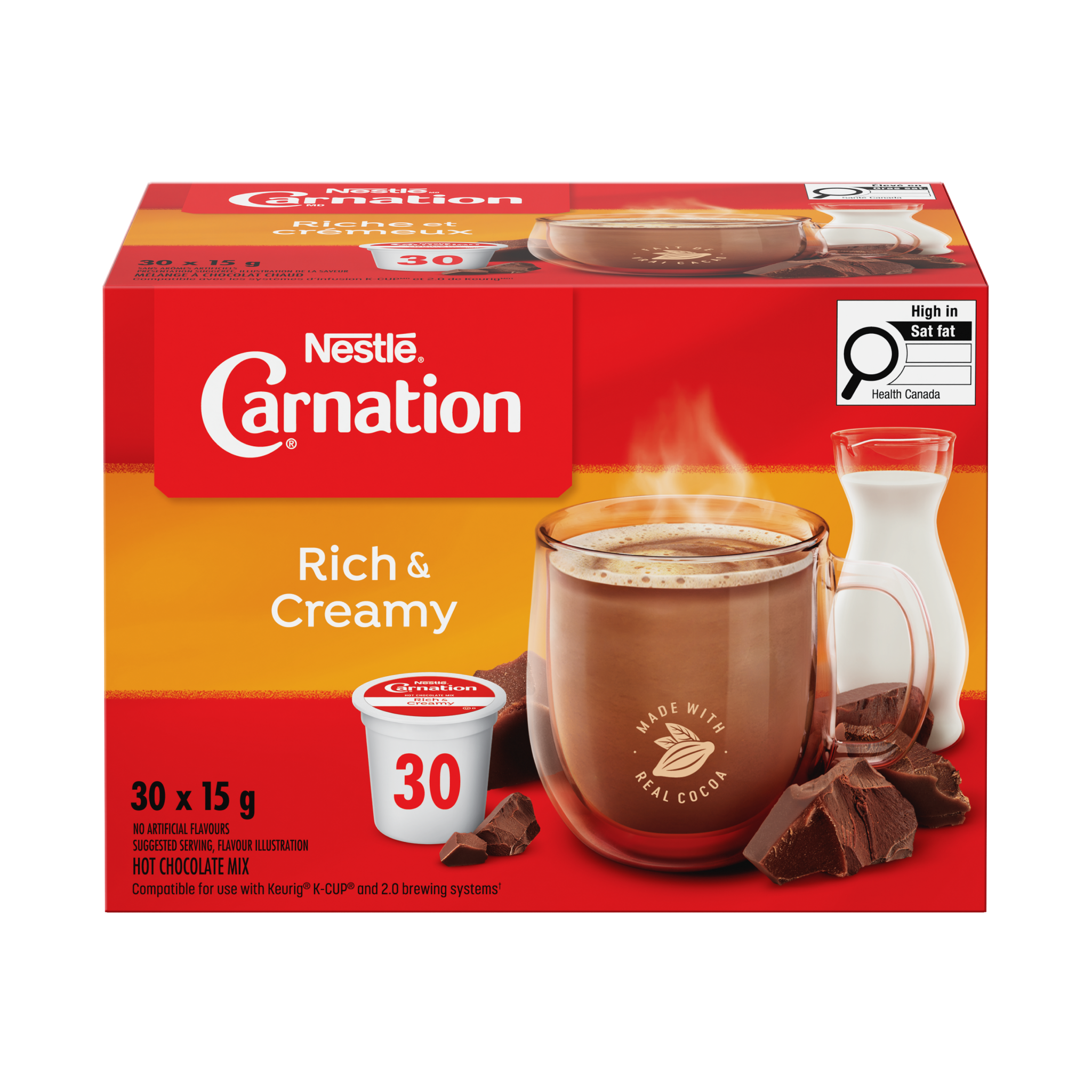 CARNATION chocolat chaud Riche et crémeux 30 Capsules