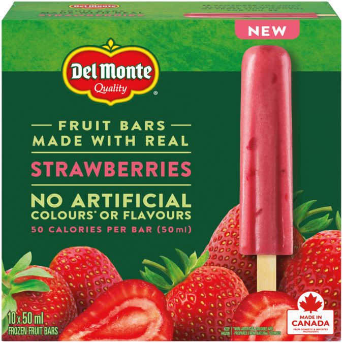 Les barres glacées aux fruits DEL MONTE Fraises