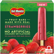 Les barres glacées aux fruits DEL MONTE Fraises