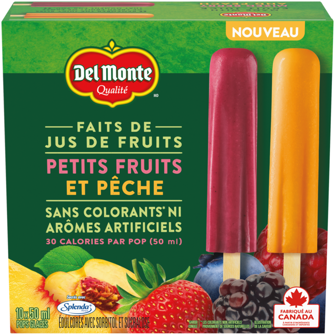 Les pops glacés DEL MONTE Petits fruits et pêche