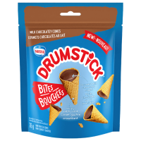 Bouchées DRUMSTICK de mini-cornets gaufrés chocolatés au lait