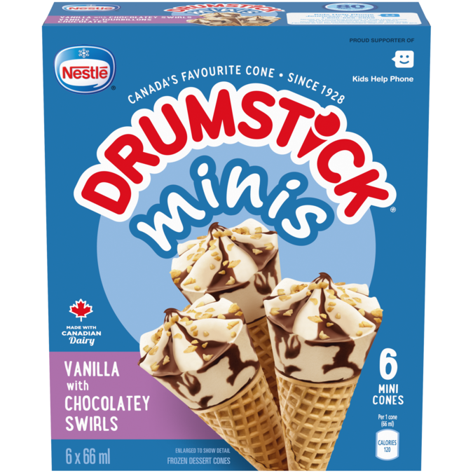 DRUMSTICK Minis Vanille et tourbillons chocolatés