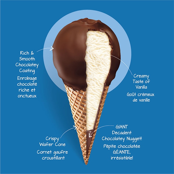 DRUMSTICK sundae en cornet Simplement trempé Vanille - 4 cornets