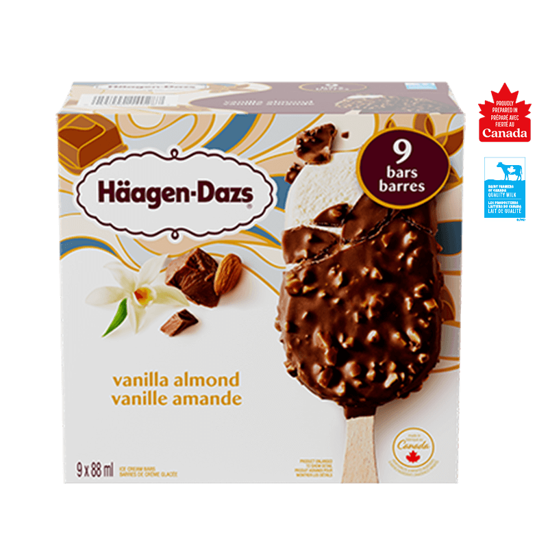 Barres de crème glacée HÄAGEN-DAZS Vanille amande 9 x 88mL