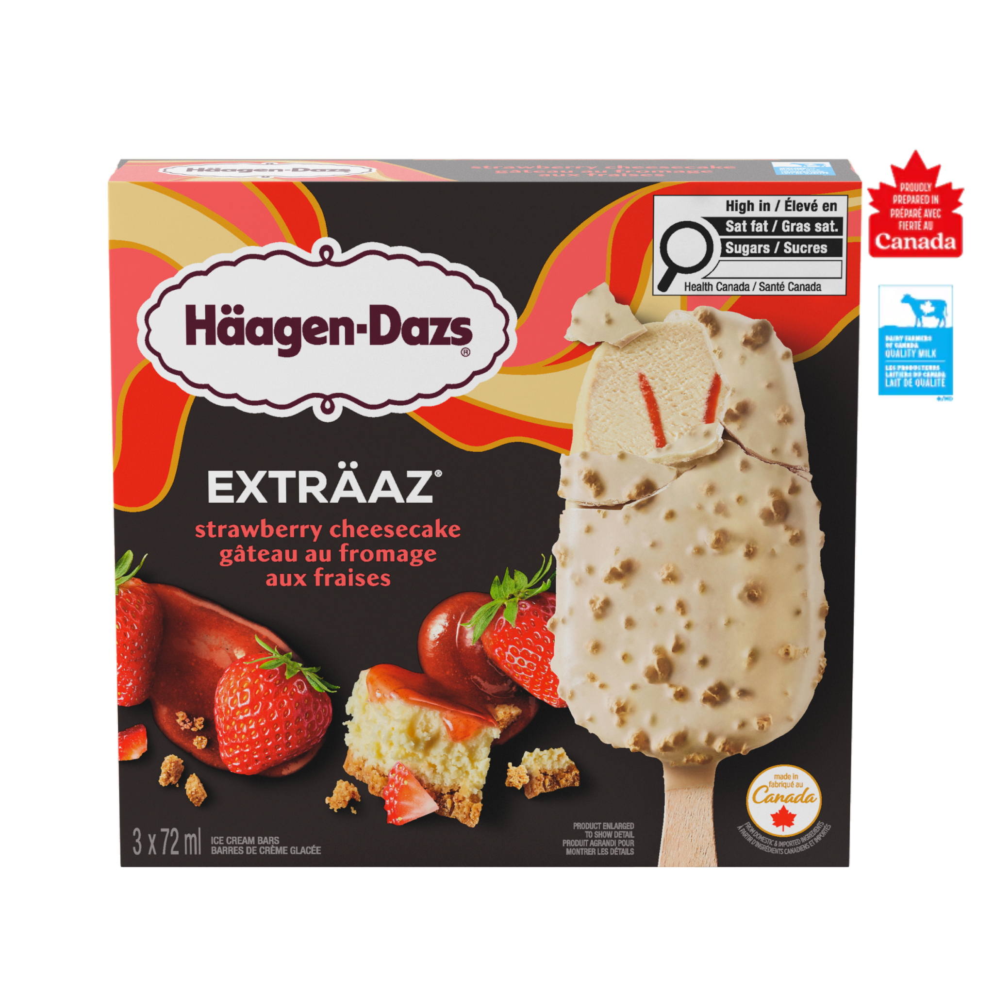 HÄAGEN-DAZS EXTRÄAZ Gâteau au Fromage aux Fraises Barres de Crème Glacée