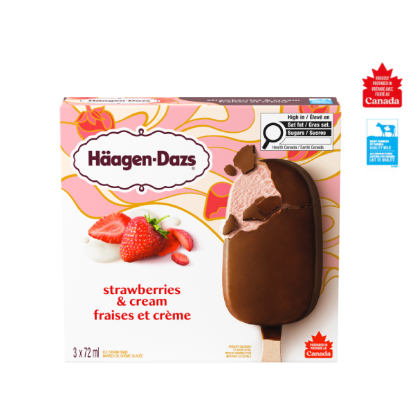 HAAGEN-DAZS Barres de crème glacée Fraises et crème