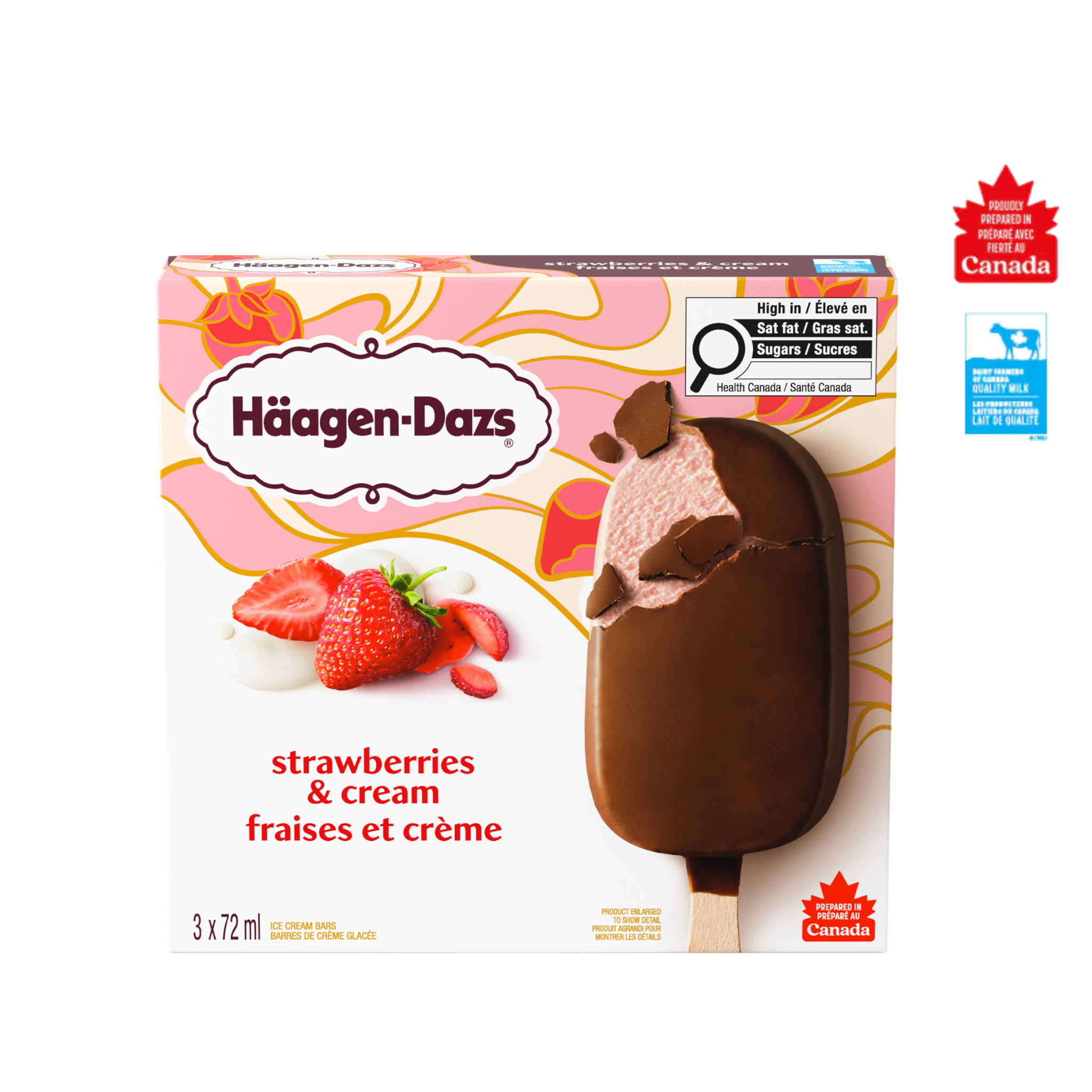 HAAGEN-DAZS Barres de crème glacée Fraises et crème