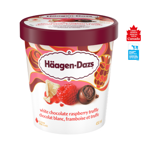 HÄAGEN-DAZSᴹᴰ Chocolat blanc, framboise et truffe Crème glacée