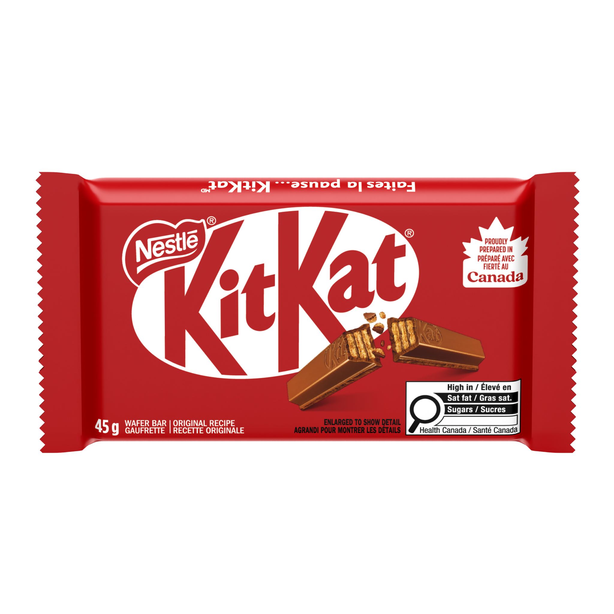 4 bâtonnets de gaufrette, chocolat au lait 45 g