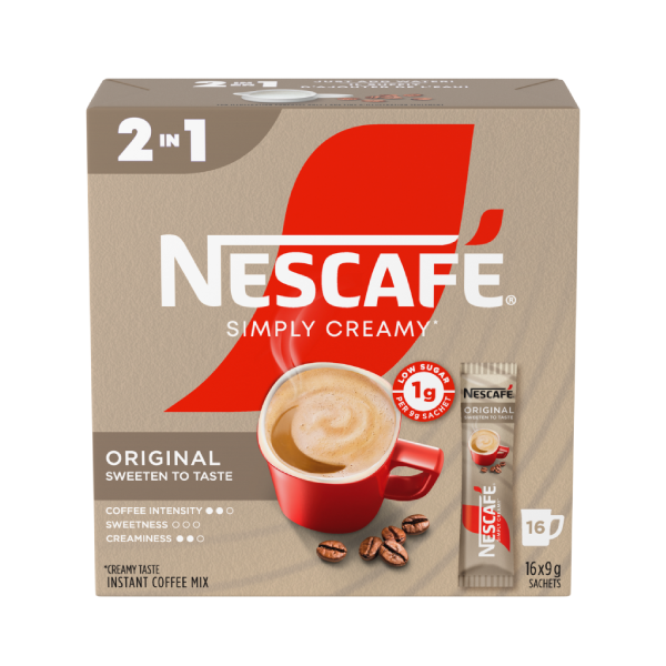 NESCAFÉ Mélange à café instantané Simplement crémeux et rehausseur de café 16x9 g