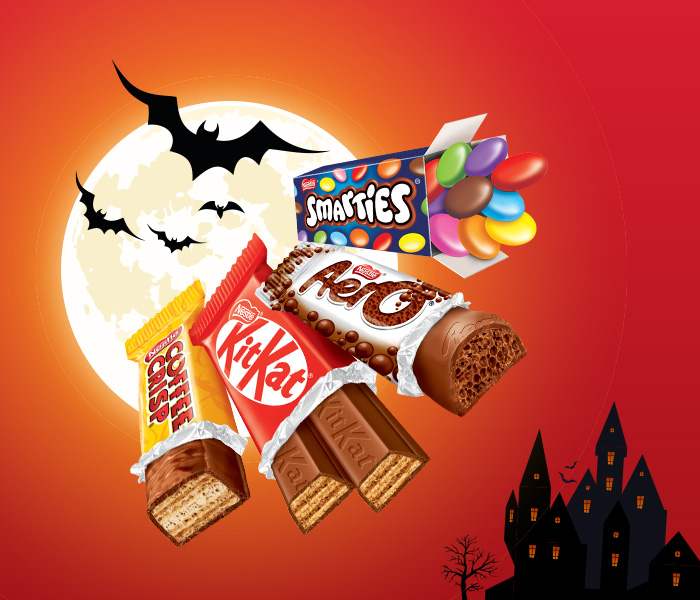 Bonbons, barres et gâteries format collation d'Halloween
