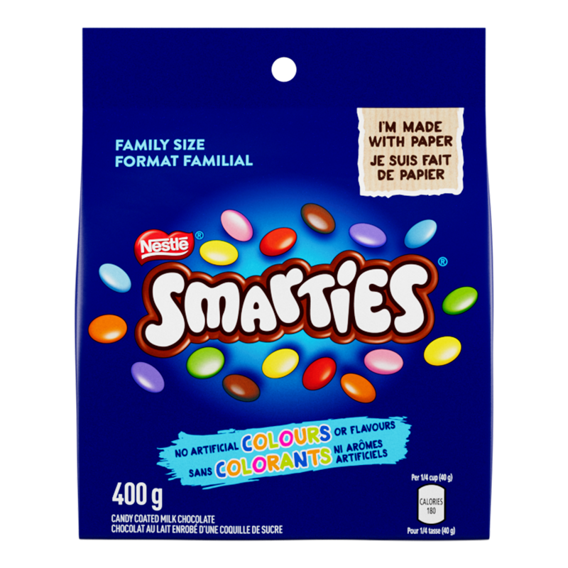 SMARTIES chocolat au lait et coquille sucrée sachet 400 g
