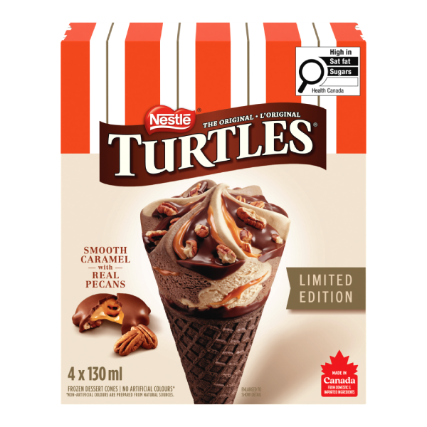 TURTLES Cornets de dessert glacé édition limitée 4x130ml