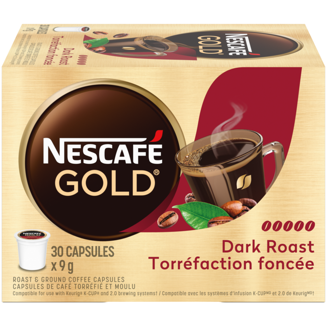 NESCAFÉ GOLD Dark Roast, Roast & Ground Coffee Capsules 30 x 9 g