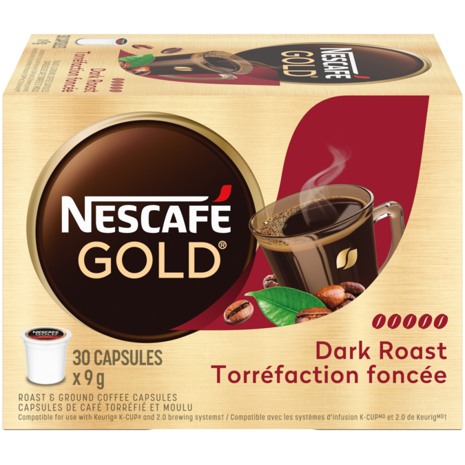 NESCAFÉ GOLD Dark Roast, Roast & Ground Coffee Capsules 30 x 9 g