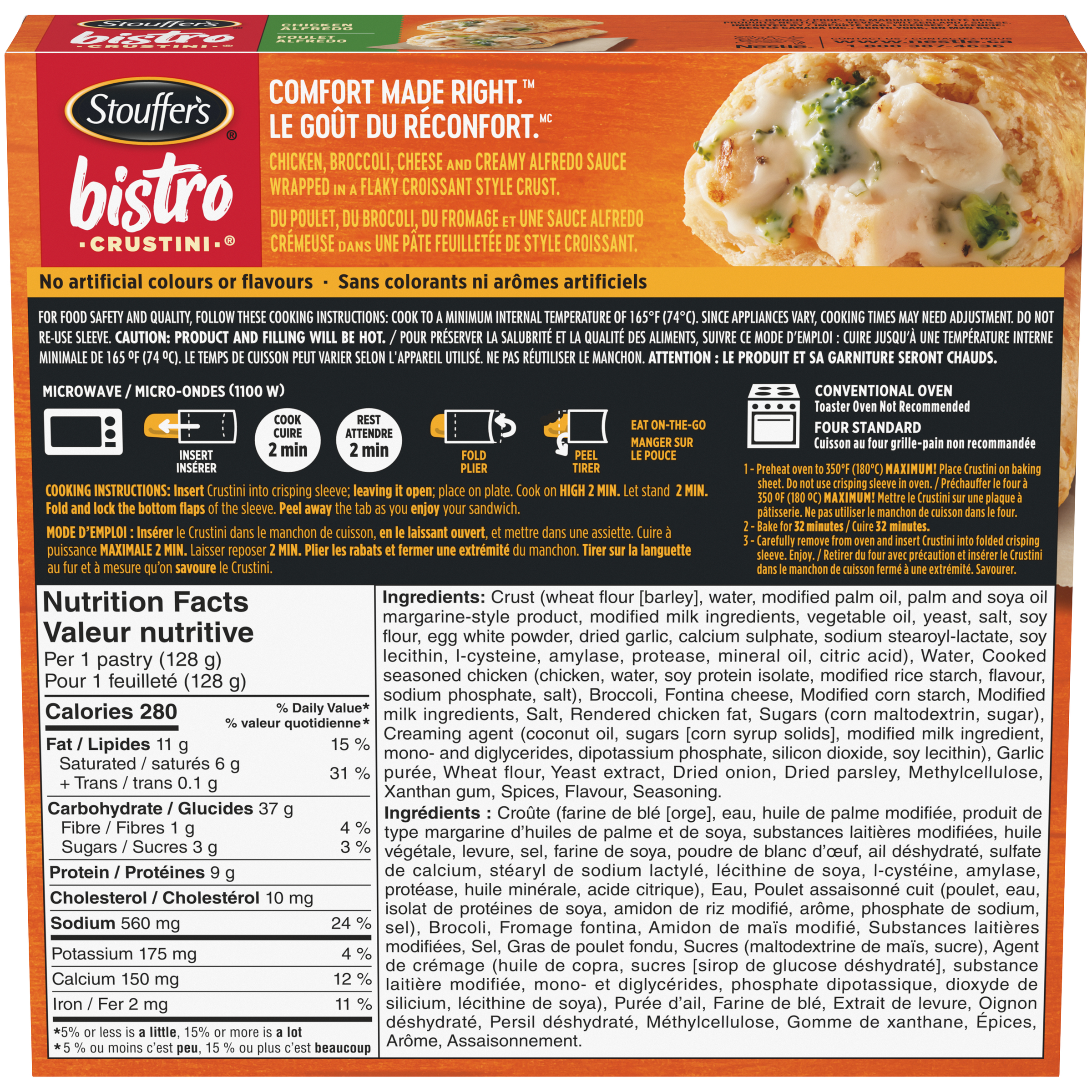 STOUFFER'S Bistro Crustini Chicken Alfredo back