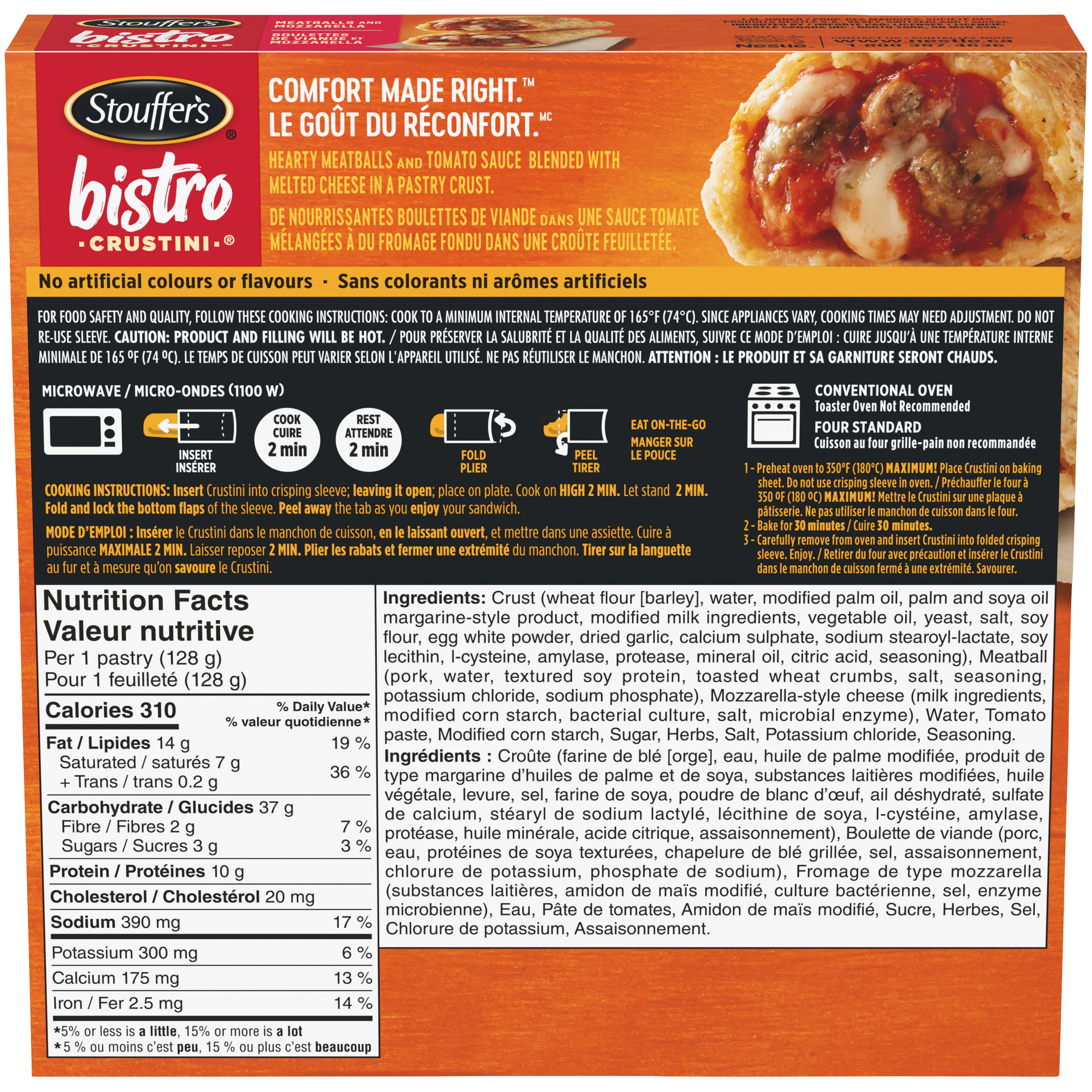 STOUFFER'S Bistro Crustini Meatball Mozzarella back