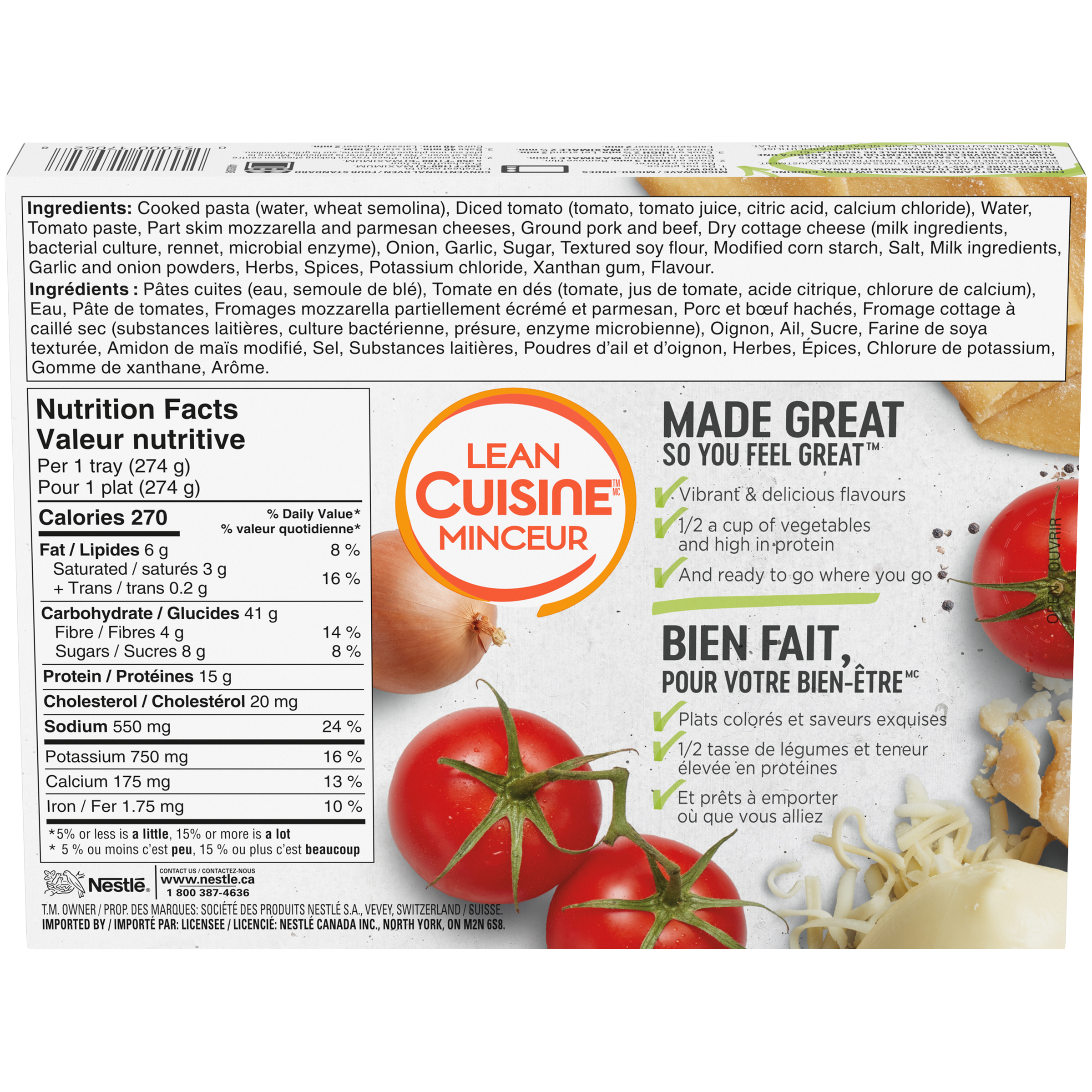 LEAN CUISINE Meat Lasagna back