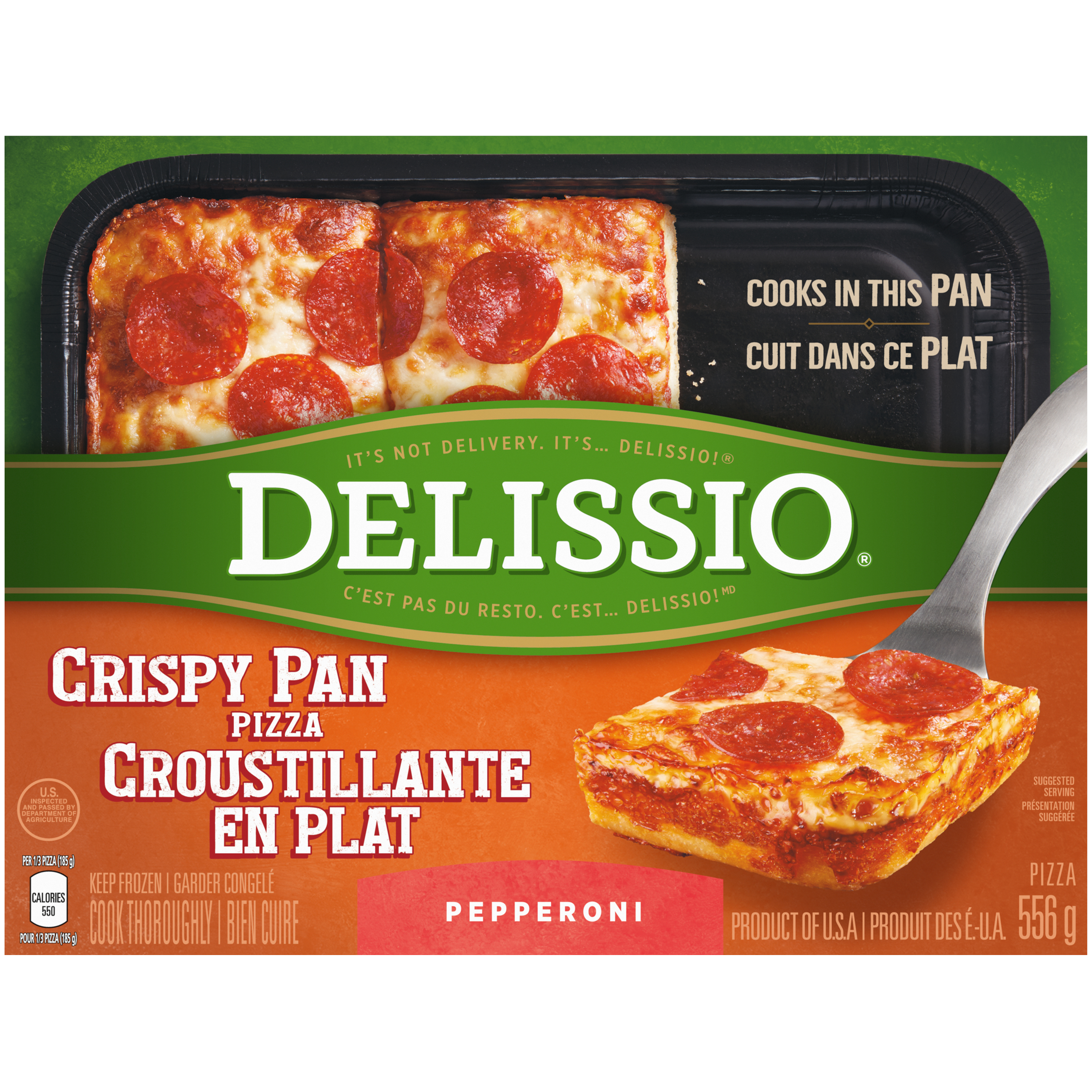 DELISSIO Crispy Pan Pepperoni Pizza, 556 g