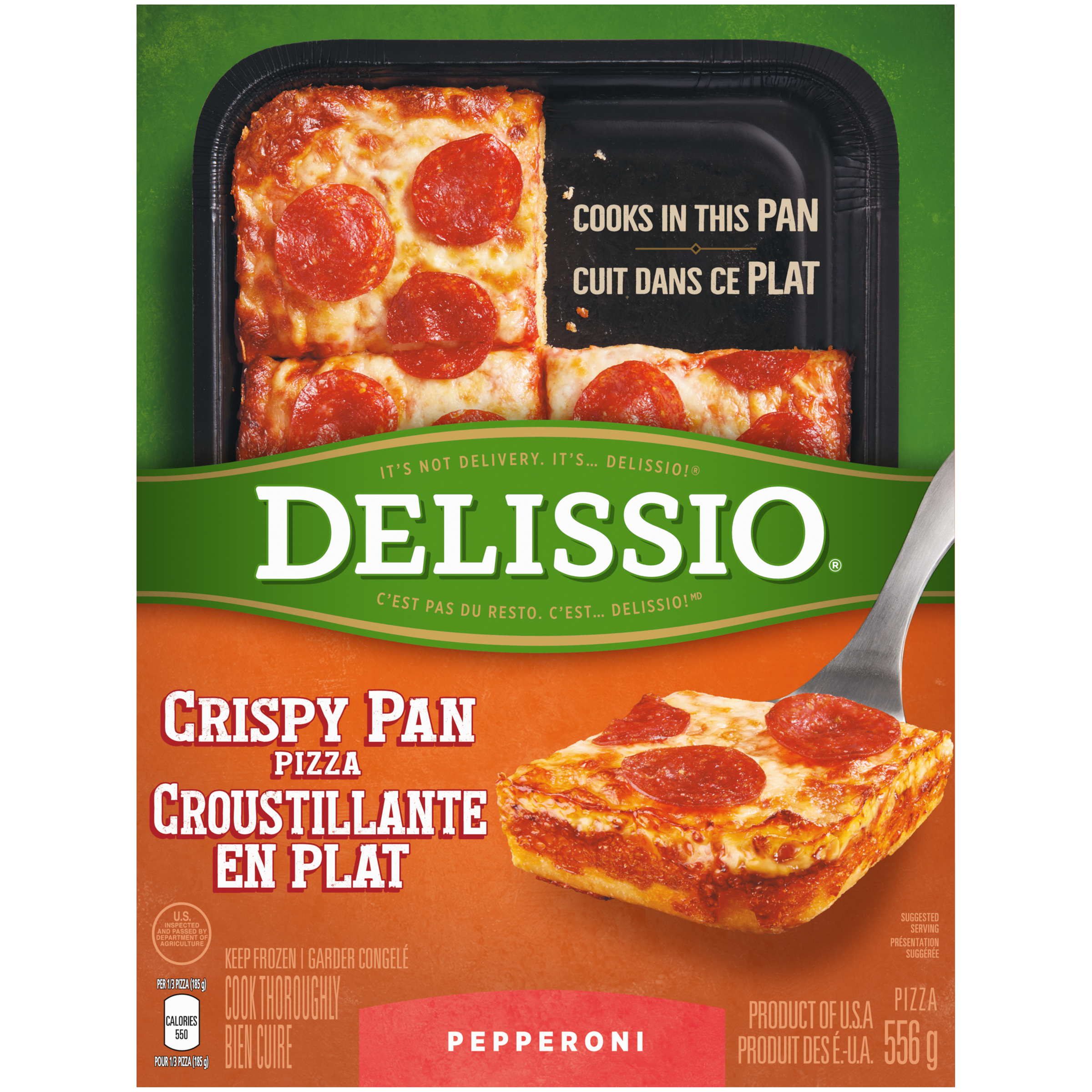 DELISSIO Crispy Pan Pepperoni Pizza, 556 g