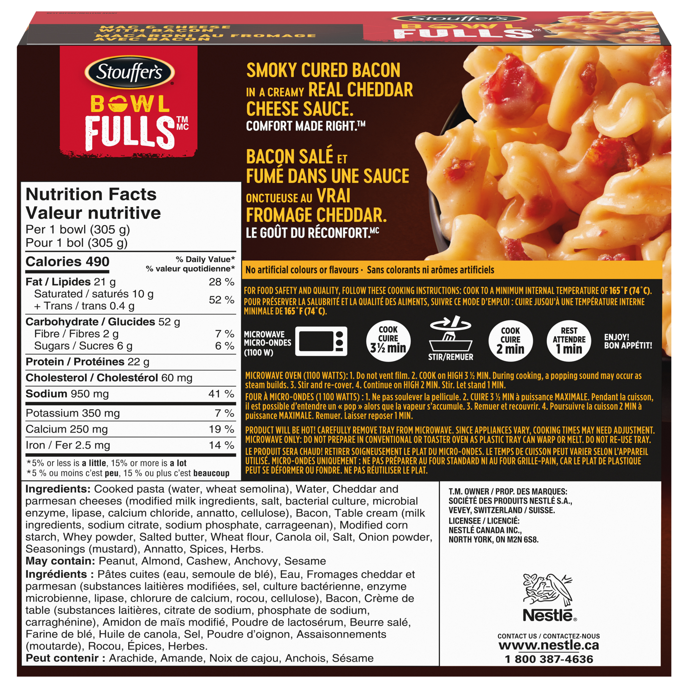STOUFFER'S BowlFULLs Mac and Cheese with Bacon 305g