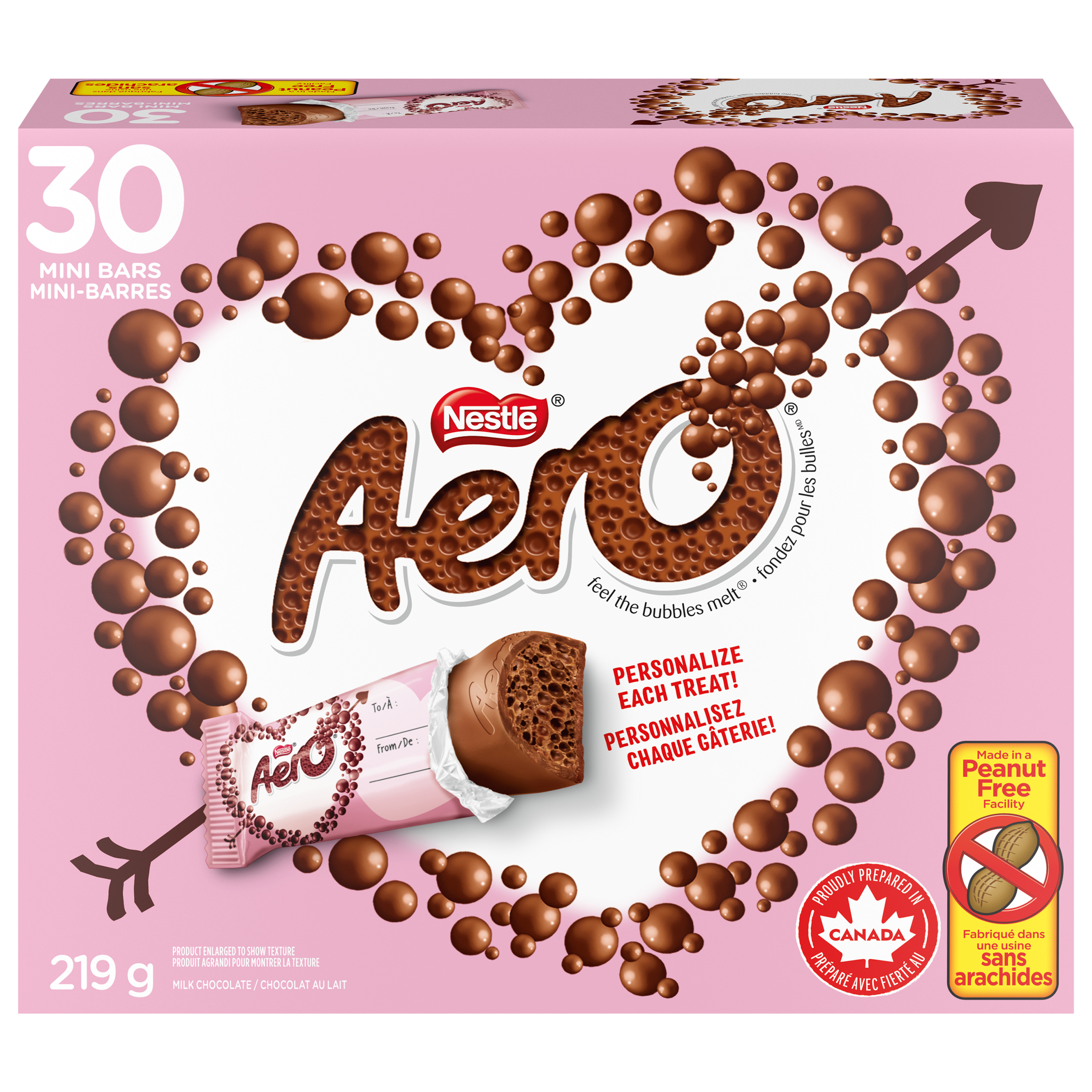AERO Valentine's Milk Chocolates 30-pack Carton, 219 g