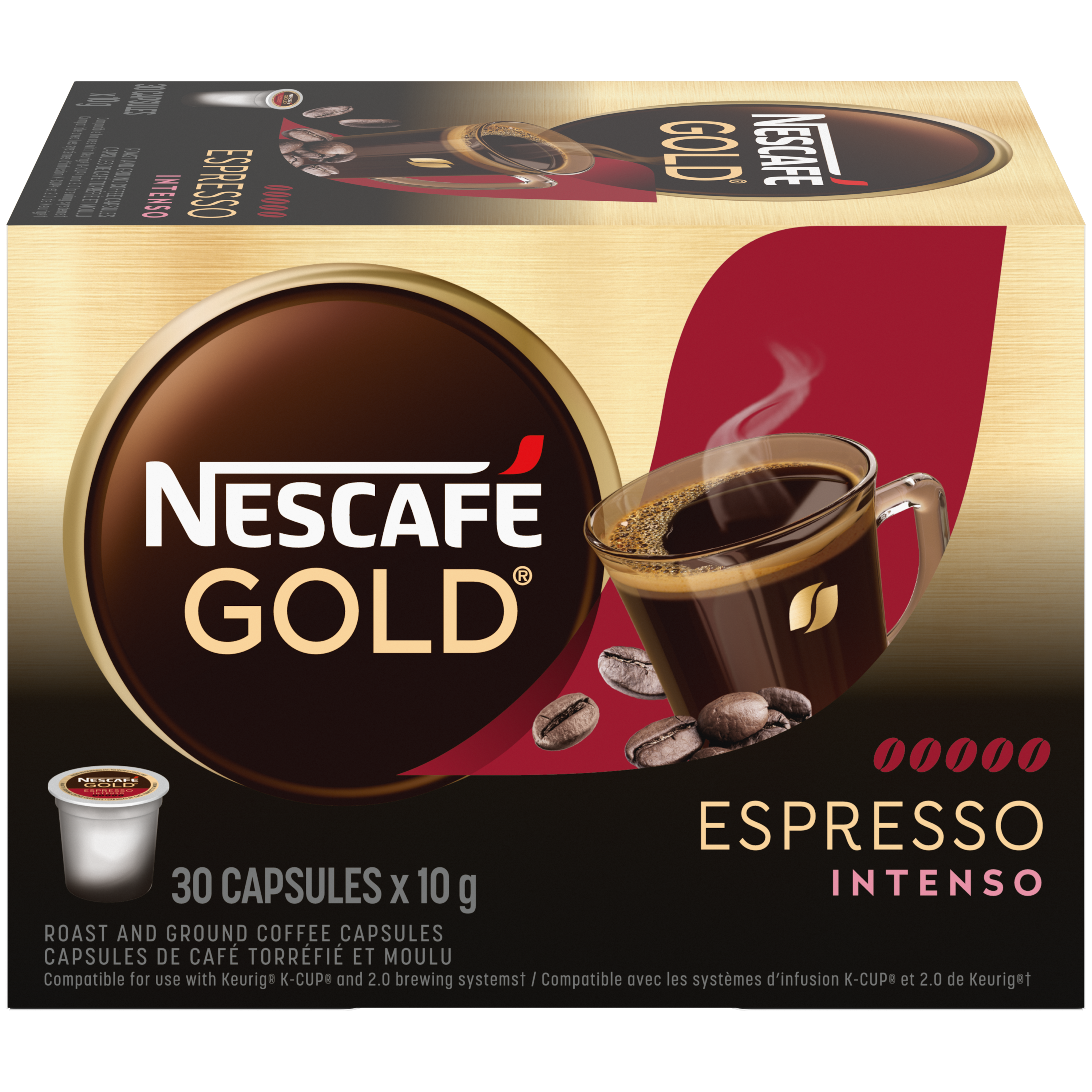 Café Espresso Intenso torréfié et moulu NESCAFÉ GOLD en capsules