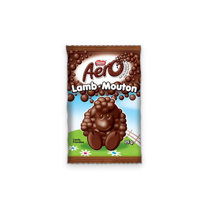 Title text placeholder Barre de chocolat au lait en forme d'agneau AERO, 25 grammes.