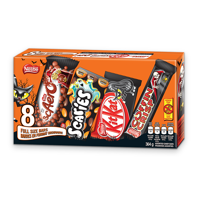 Title text placeholder NESTLÉ Halloween Scaries Assorted Multipack. 8 full sized bars.