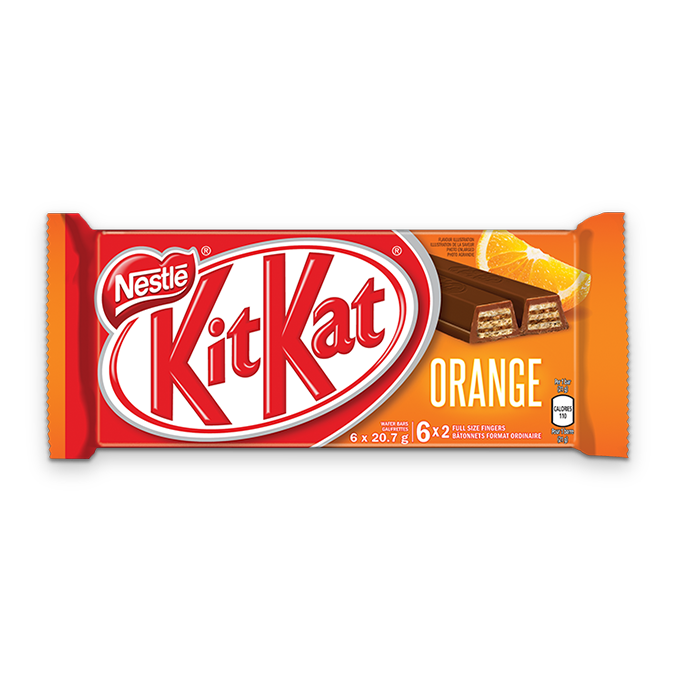 KIT KAT Chocolate Orange Bar, emballage multiple, 6 x 20,7 grammes.