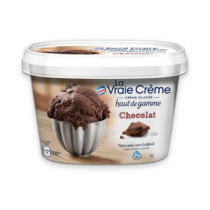 Crème glacée au chocolat REAL DAIRY, 1,5 litre.
