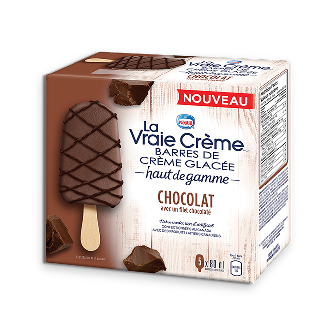 Barres de crème glacée au chocolat REAL DAIRY, 5 x 80 grames.