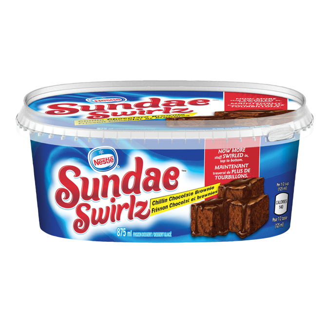 SUNDAE SWIRLS Chillin' Chocolate Brownie Frozen Dessert, 875 ml.