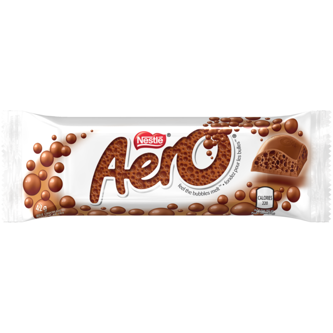 Barre de bulles au chocolat au lait AERO, 42 grammes.