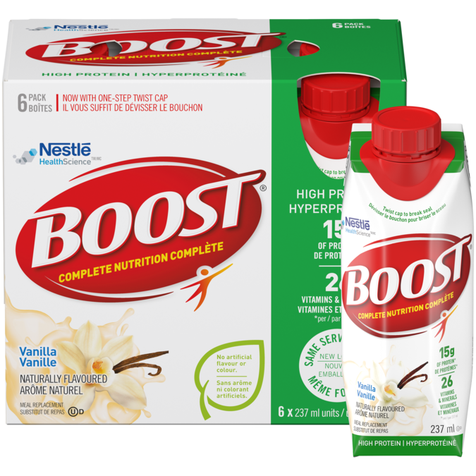Title text placeholder BOOST High Protein - Vanilla, 6 x 237 ml.