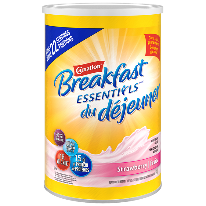 CARNATION BREAKFAST ESSENTIALS Mélange de boissons en poudre Arôme de fraise 880 grammes
