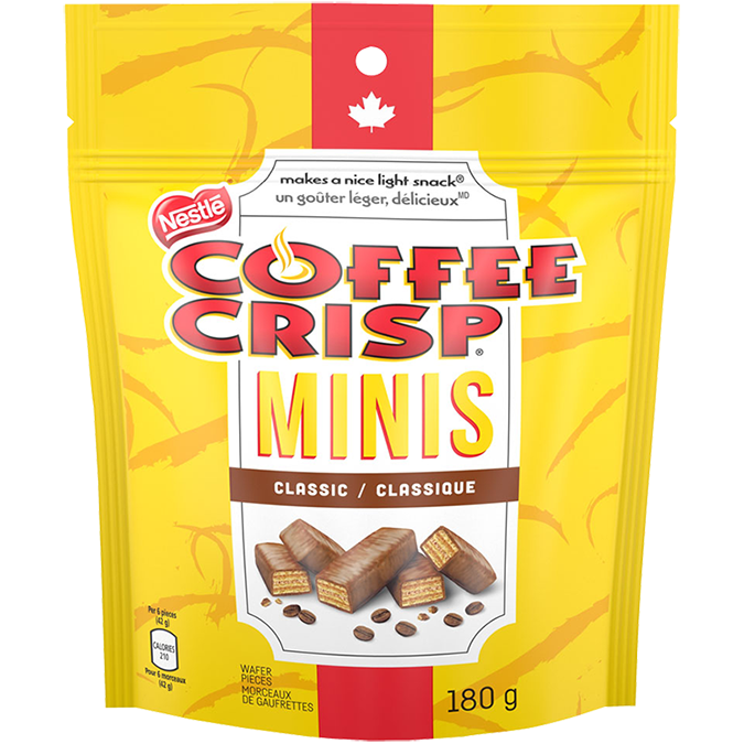 NESTLE COFFEE CRISP, Chocolate Minis, sachet refermable, 180 grammes.