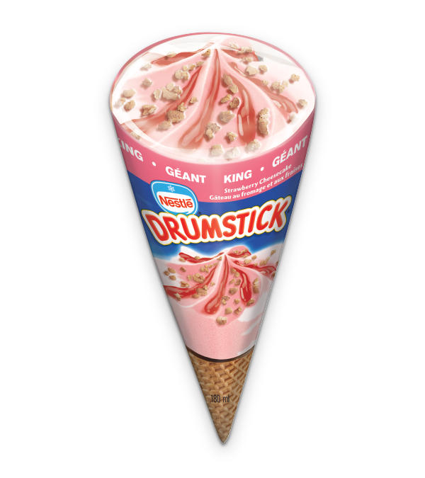 DRUMSTICK Cône de dessert glacé gâteau au fromage aux fraises, 180 ml.