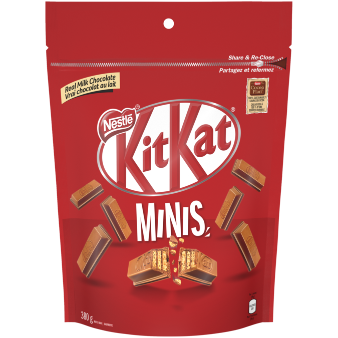 KIT KAT Chocolate Minis, sachet refermable, 380 grammes.