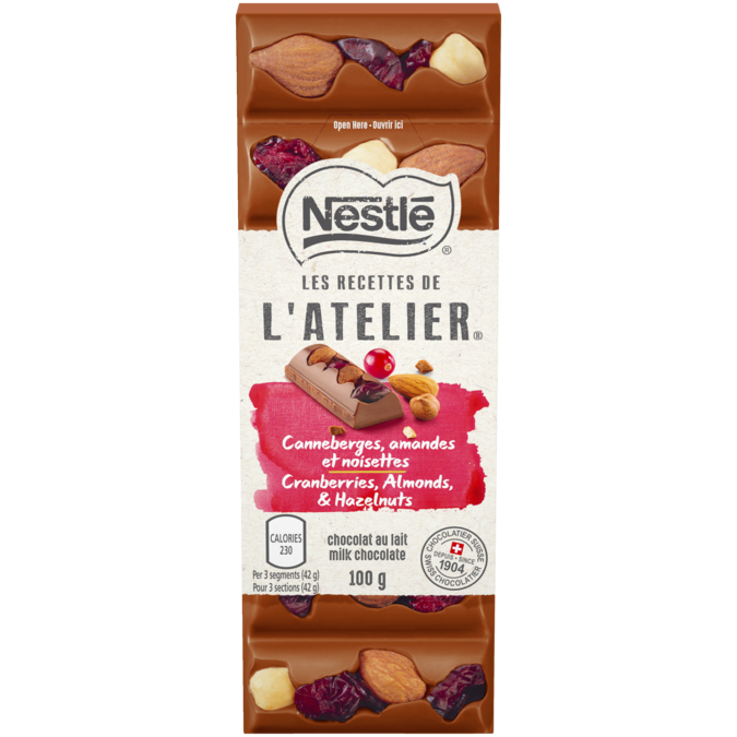 Chocolat au lait noisettes entières torréfiées l'atelier Nestlé - 170g