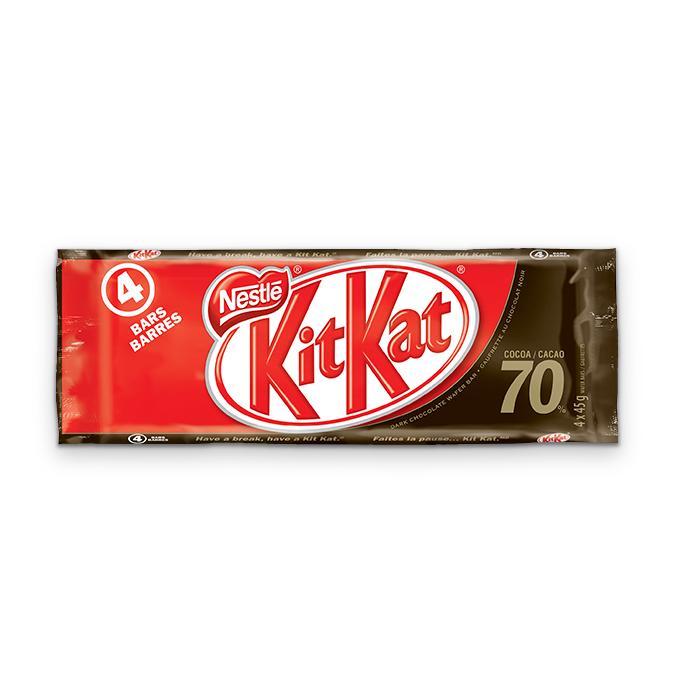 KIT KAT Tablette de chocolat 70% cacao, emballage multiple, 4 x 45 grammes.