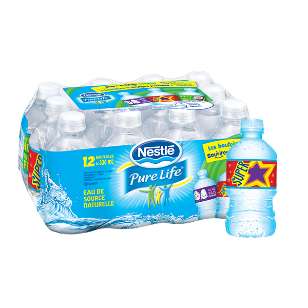 Nestlé® Pure Life® Eau de Source Naturelle, Bouteilles en Plastique de 330  ml (Emballage de 12)