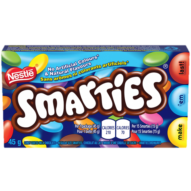 SMARTIES candy-coated milk chocolate. 45 grams.