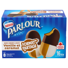 Barres de dessert glacé enrobées à moitié Vanille et caramel