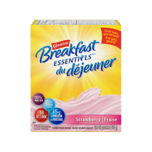 CARNATION BREAKFAST ESSENTIALS Mélange de boissons en poudre Saveur de fraise, 400 grammes.