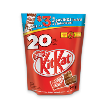 KIT KAT barres de chocolat au format snack, paquet de 20 barres, 240 grammes.
