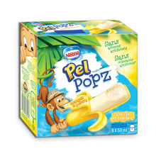 Pops glacés glacés à la banane et à la vanille PEELING 'POPZ, emballage multiple, 8 x 50 ml.