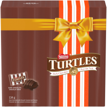 Coffret cadeau des fêtes au chocolat noir TURTLES, 134 grammes.